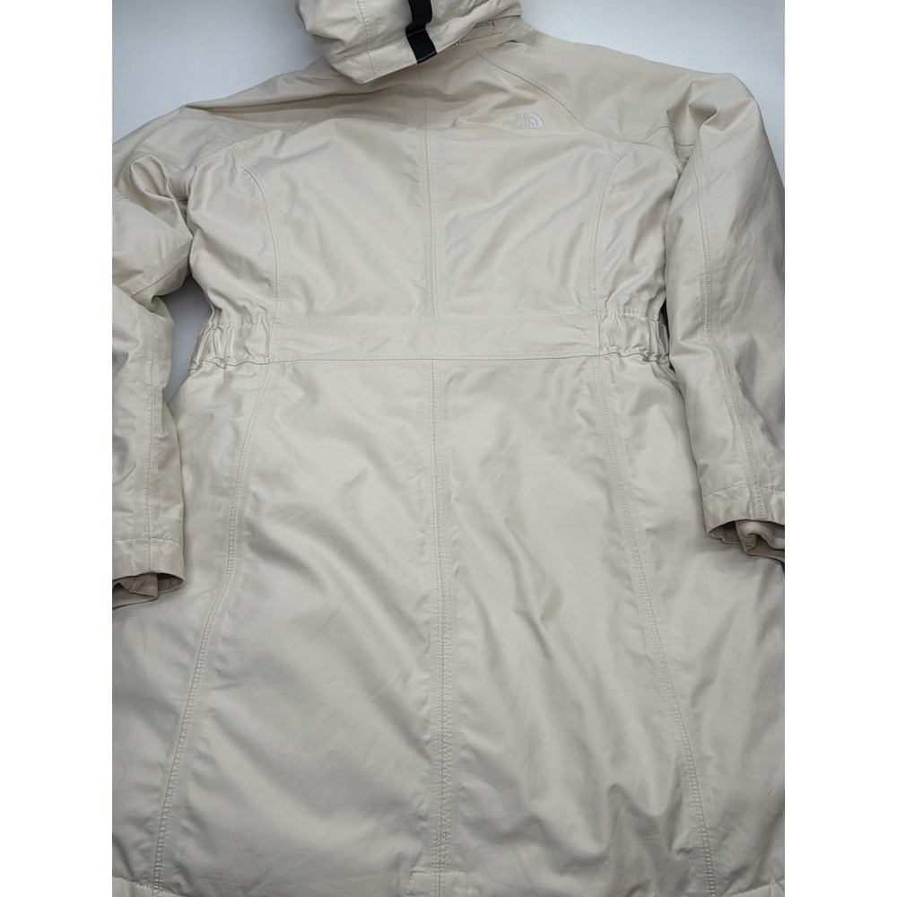 The North Face HyVent Women Parka Jacket Hooded Insulated Cream Beige Longline M - Picture 16 of 16